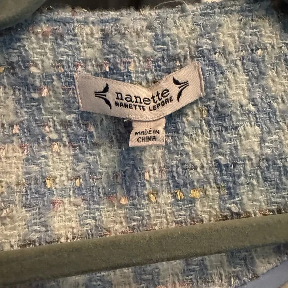 Nanette Lepore Blue and White Tweed Blazer - Picture 3 of 5
